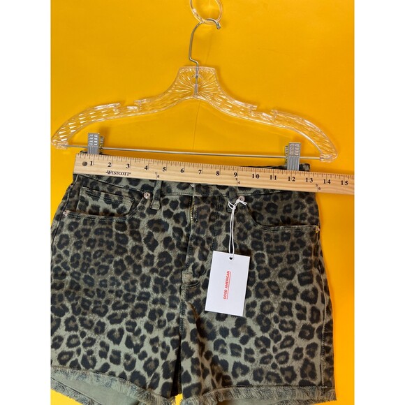 Good American Leopard Short Shorts Womens 2/26 Brown Fringe Hem Zip Fly NWT - Picture 4 of 11